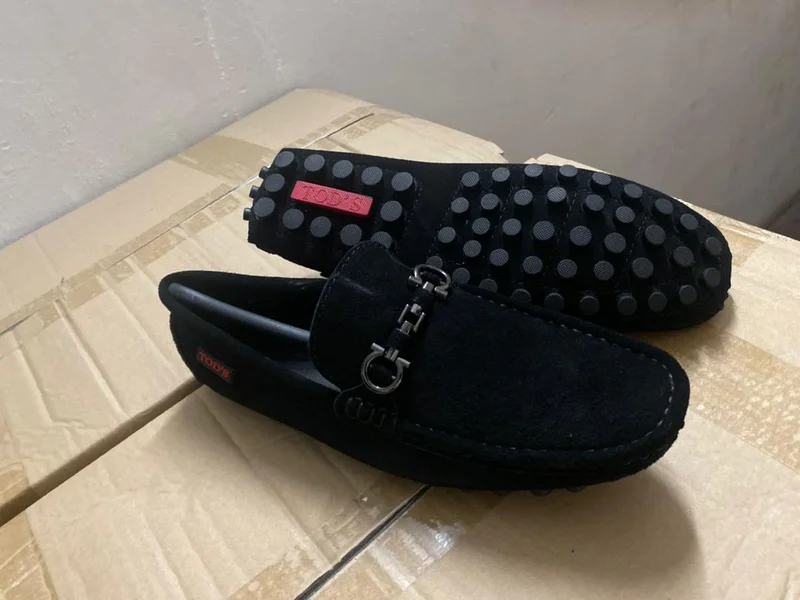 Tods Suede  Loafers Mens Shoes Black