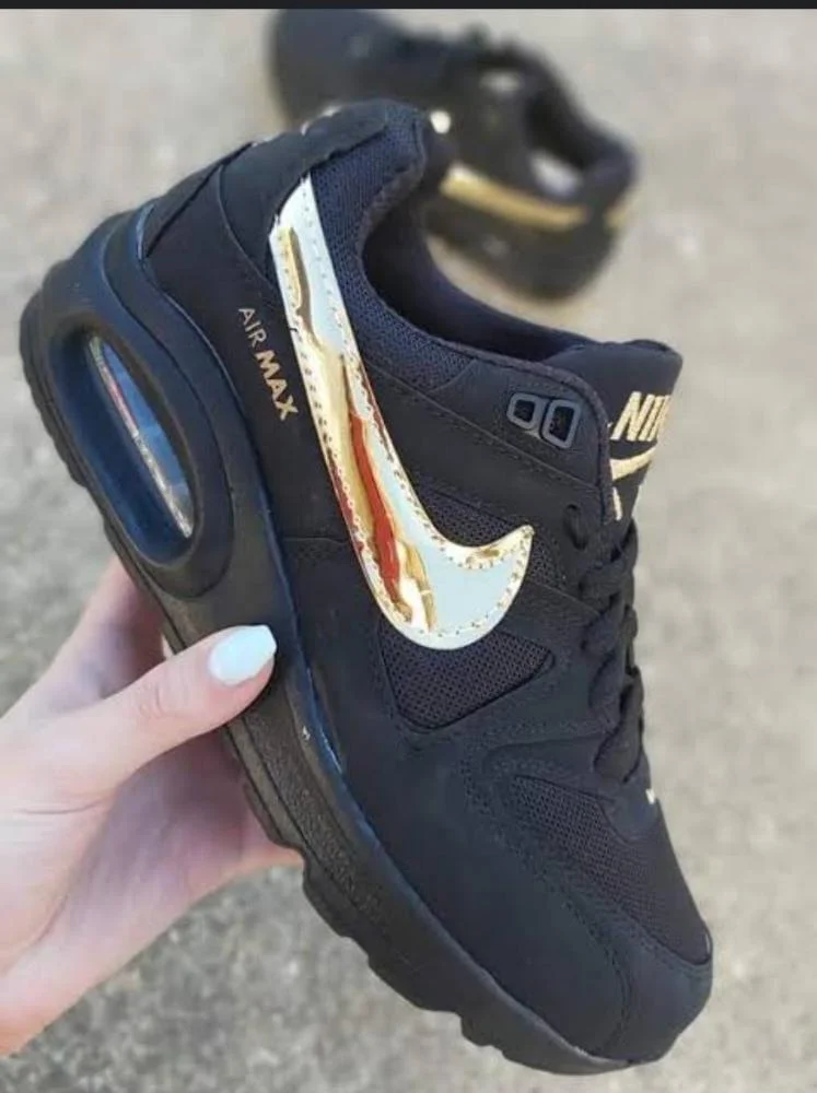 Air Max 90 Gold Black Skateboarding Trainers Sneakers
