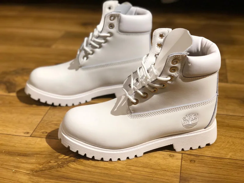 White Timberland Men's  6 Inch Premium Waterproof Boots