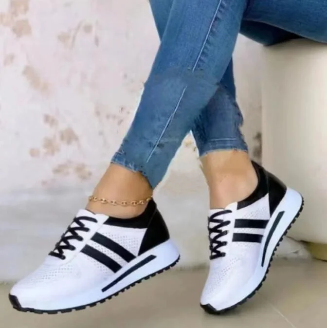 Women Quality and Durable Ladies Casual Sneakers Luciana White Black