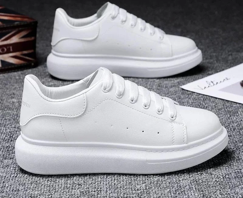 Alexander MCQueen Mens Show Leather Platform Trainers -  All white