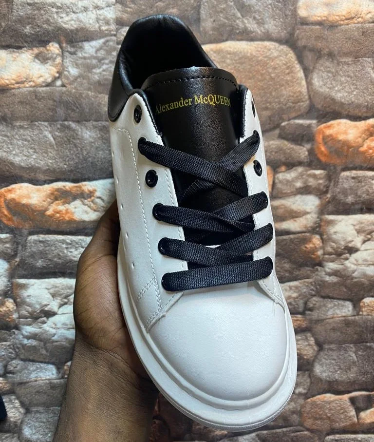 Alexander MCQueen Mens Show Leather Platform White/ Black Trainers