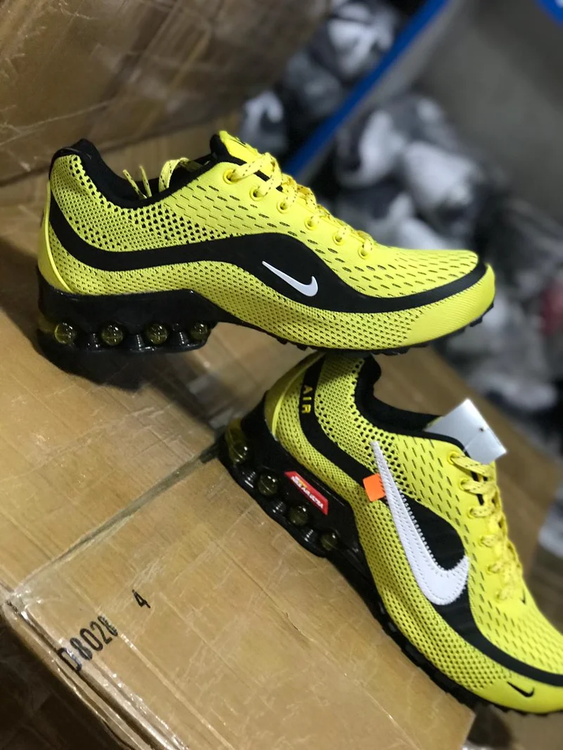 Yellow Black Running Nike Shox Reax Movement Fitness Men's Shoes