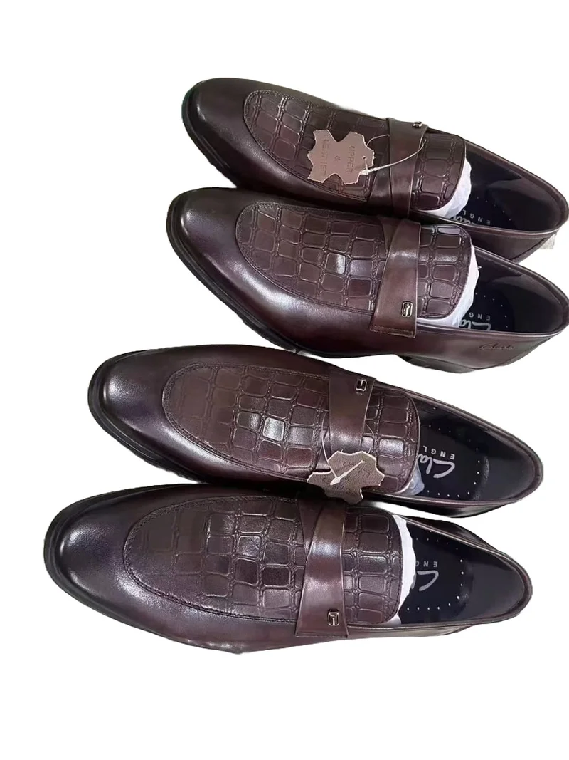 CROCODILE PATENT  LEATHER BROWN CLARKS  MEN’S OFFICIAL SHOES.