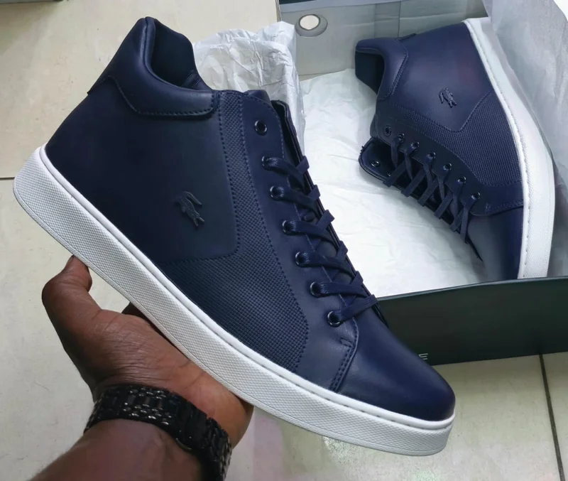 NEVY BLUE LACOSTE LEATHER BOOTS