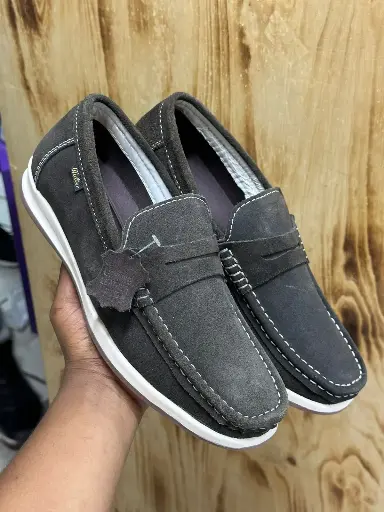 Premium Suede Penny Loafers - Men's Coffee Brown Genuine Leather Slip-On Shoes