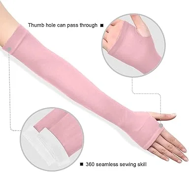 2PCS Sun Protection Ice Sleeves|UPF 50+|Stay Cool &Protected-Pink With ThumbHole