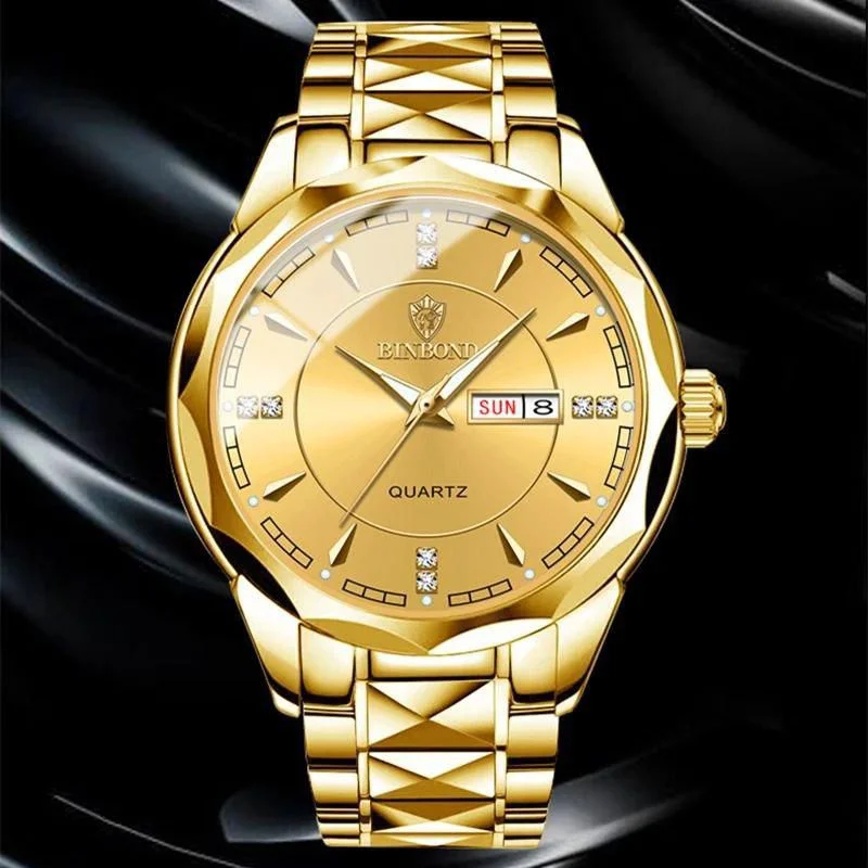 BINBOND GENTS /MEN GOLD BATTERY POWERED WATCH