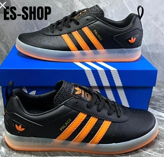 Black and Orange Adidas Mens Palace Skateboarding Shoes