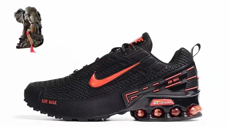 Black and Red Orange Nike Air Ultra Max Shox Casual Sneakers Running Shoes