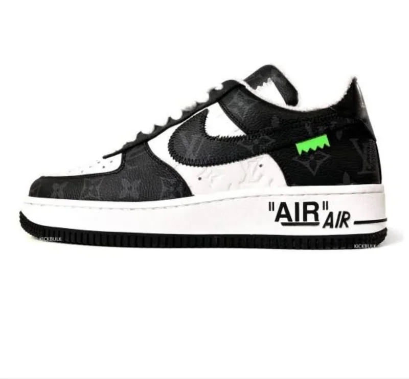 Black and White Louis Vuitton x Nike Air Force1 Low