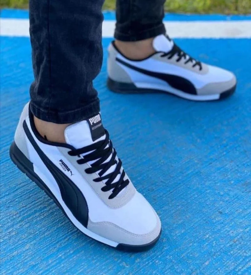 Black and White Puma Jogger Sneakers Sports Shoe