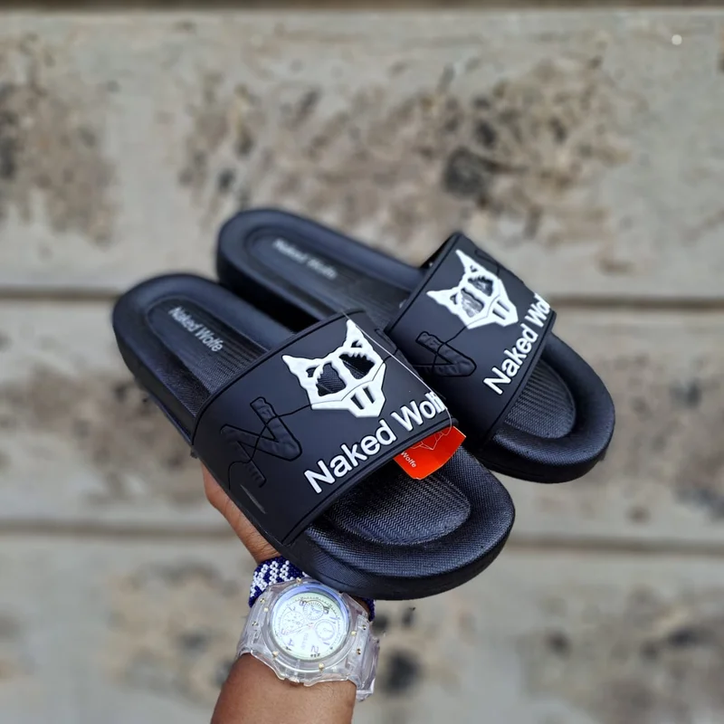 Black and White Quality Original Naked Wolfe Unisex Slides