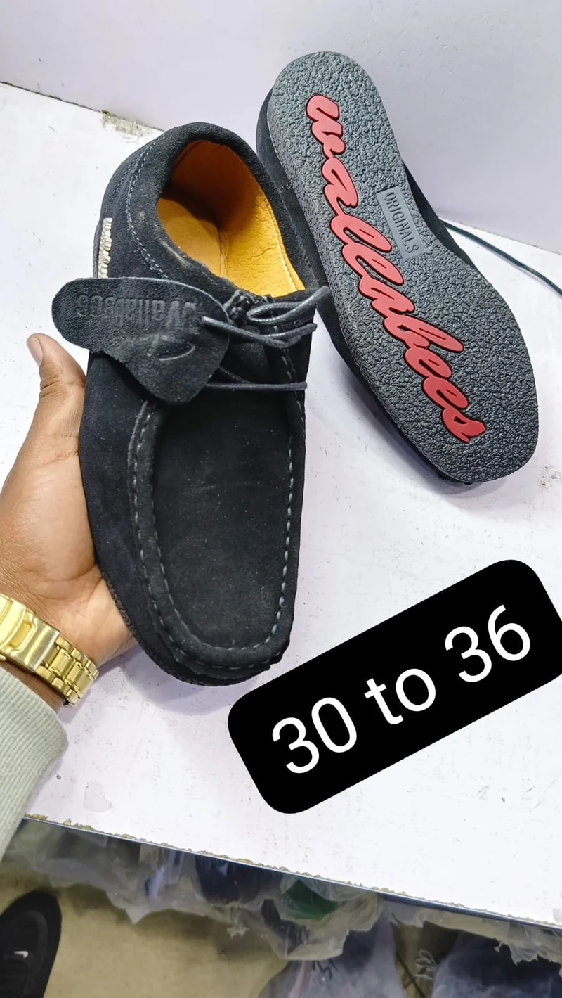 Black Clarks wallabees Kids casual Lowtop shoes rubber Shoes