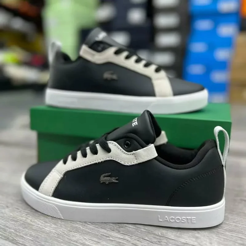 BLACK FASHION  LACOSTE  LEATHER SNEAKERS