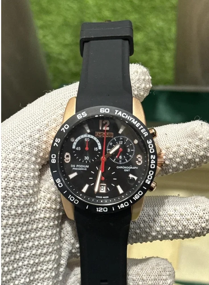 BLACK Fossil Men's Machine Quartz Stainless Steel Chronograph Watch