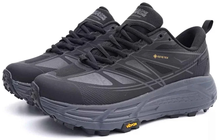 Black HOKA ONE Kaha Gore-Tex  Running Sneakers-Grey sole.