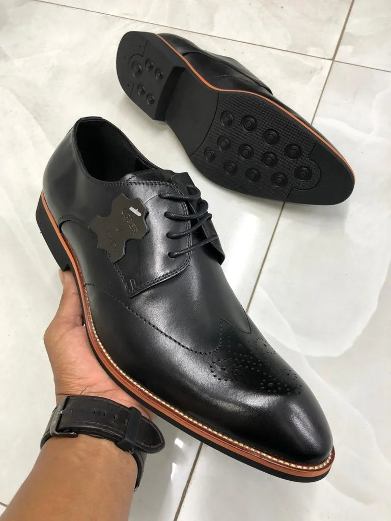 Black John Foster Laced Quality Premium Leather Official Shoes