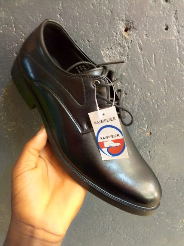 Black Kaisifeier Leather Laced Official Men Shoes