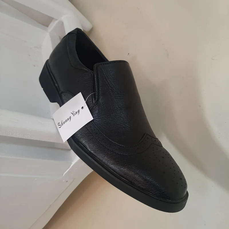 Black Leather Mens Slipon Official Shoes