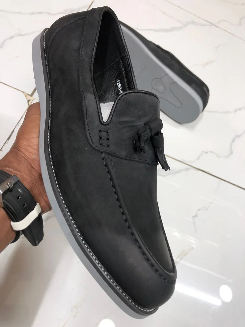 Black Leather Timberland Classic Loafers with kiltie