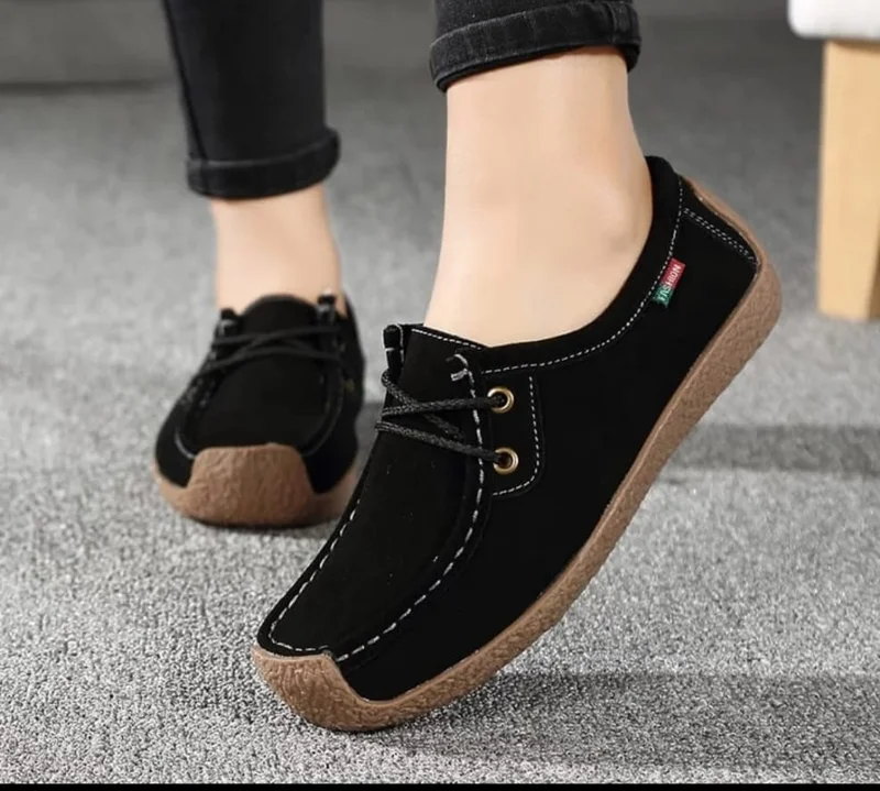Black Loafers flats shoes woman folding moccasins women Flats