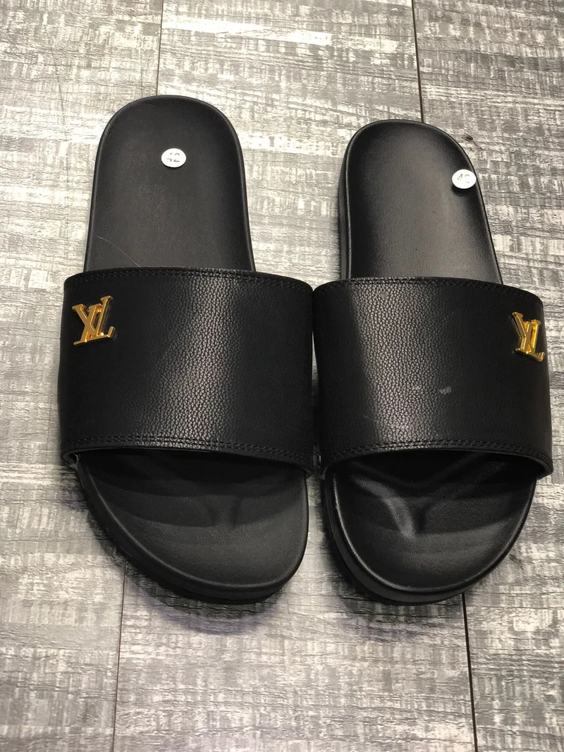 Black Louis Vuitton Unisex Slides