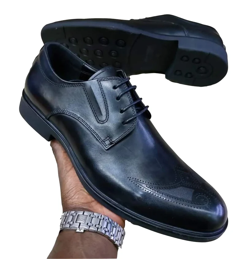 Black Nobby Cavalli Genuine Leather Laced Official Men Shoes