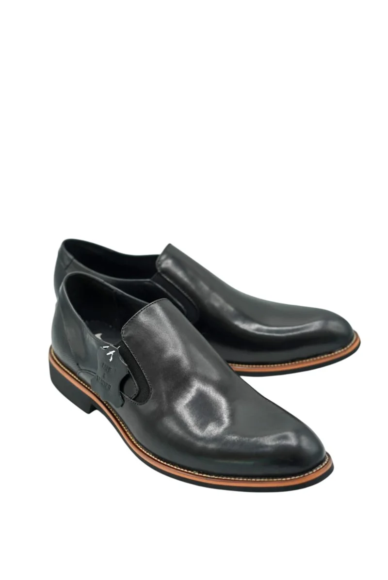 Black Nobby Cavalli Men's Dress Shoes – Slip-on Pure & Leather