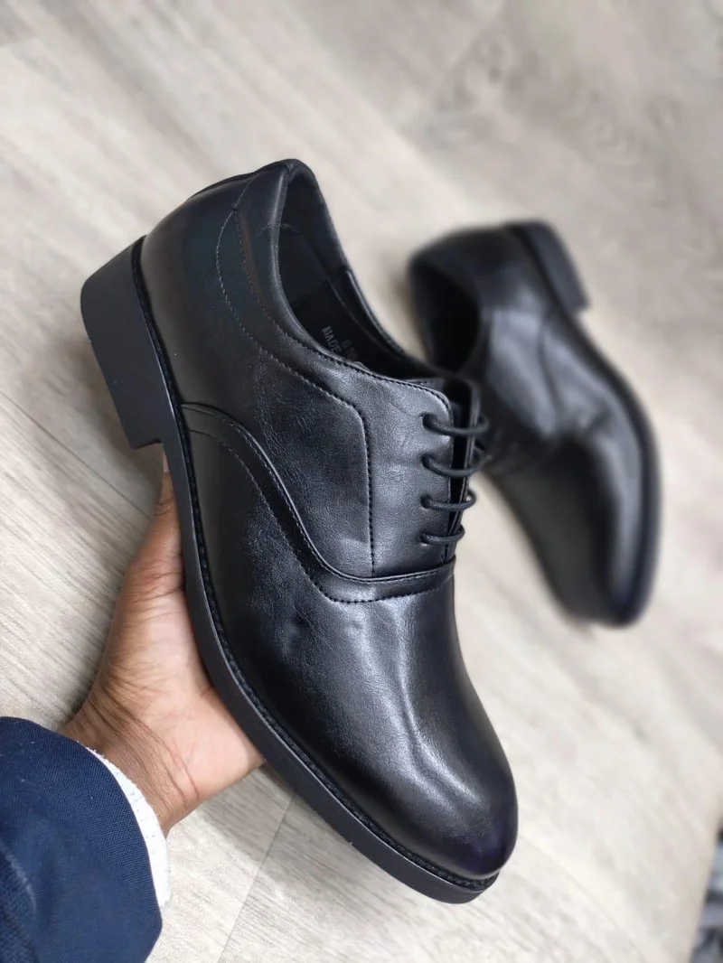 Black Oxford Design Premium Leather Shoes Laced Shoes