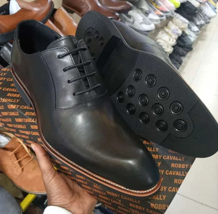 Black Oxfords Nobby Cavalli Genuine Leather Laced Official Men Shoes