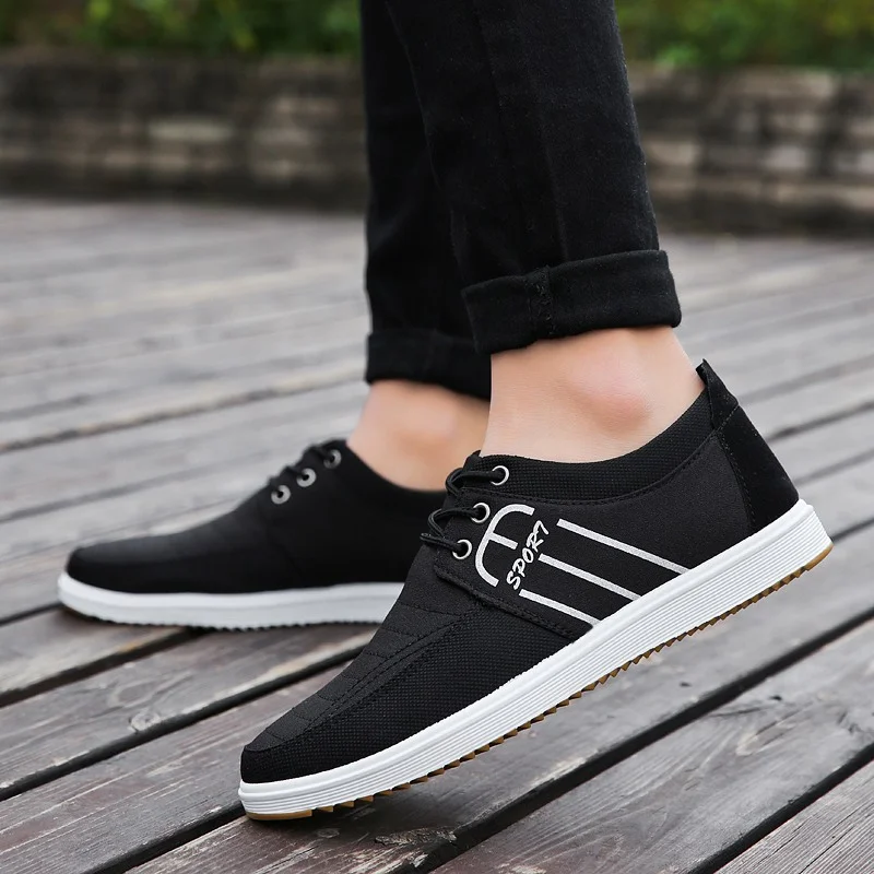 Black Sport Canvas Men Sneakers
